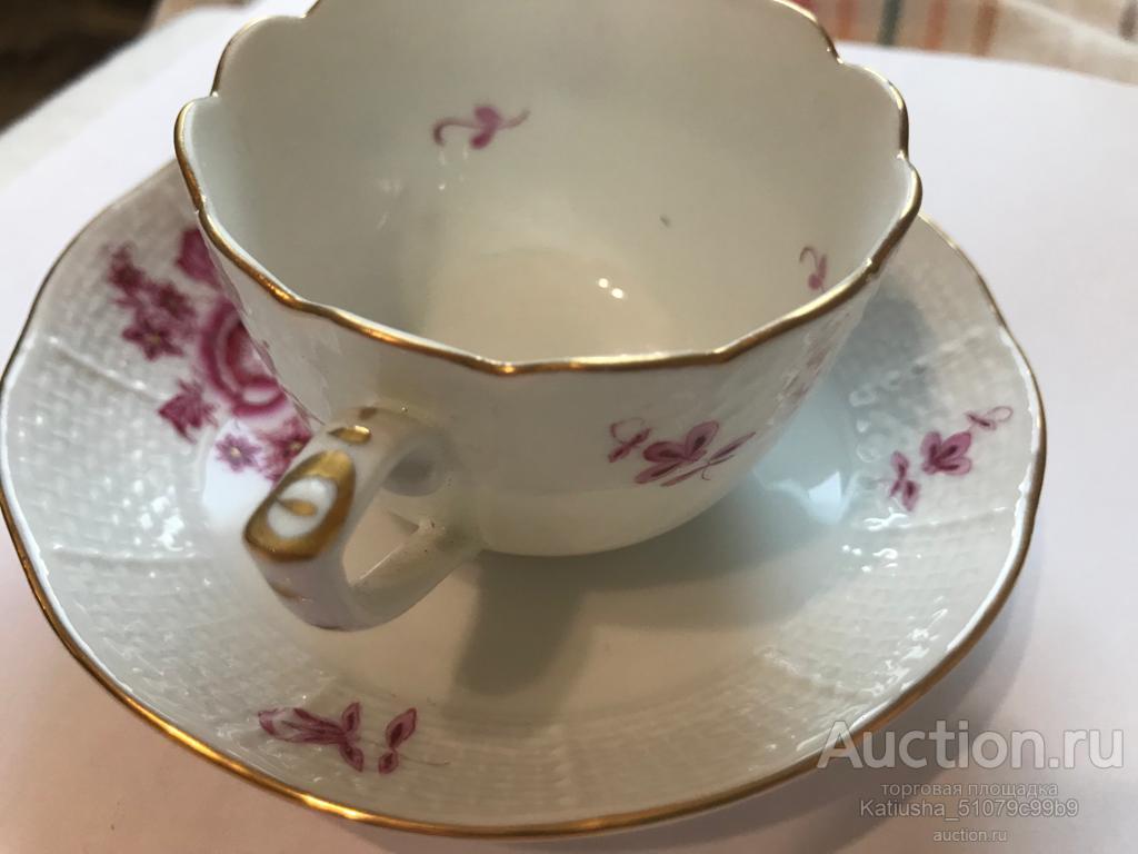 кофейная  пара новая Herend, форфор, позолота, ручная роспись, редкость