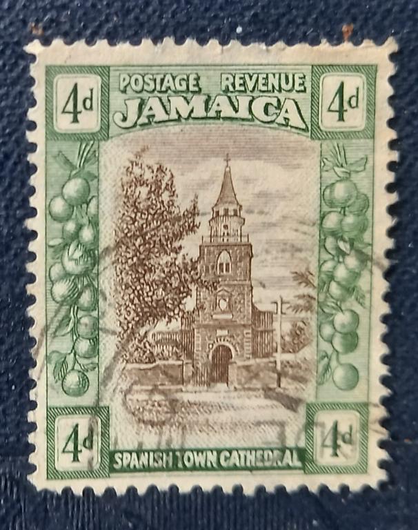 Ямайка 1921 год  Собор в Спэниш-Тауне  Георг V Гаш