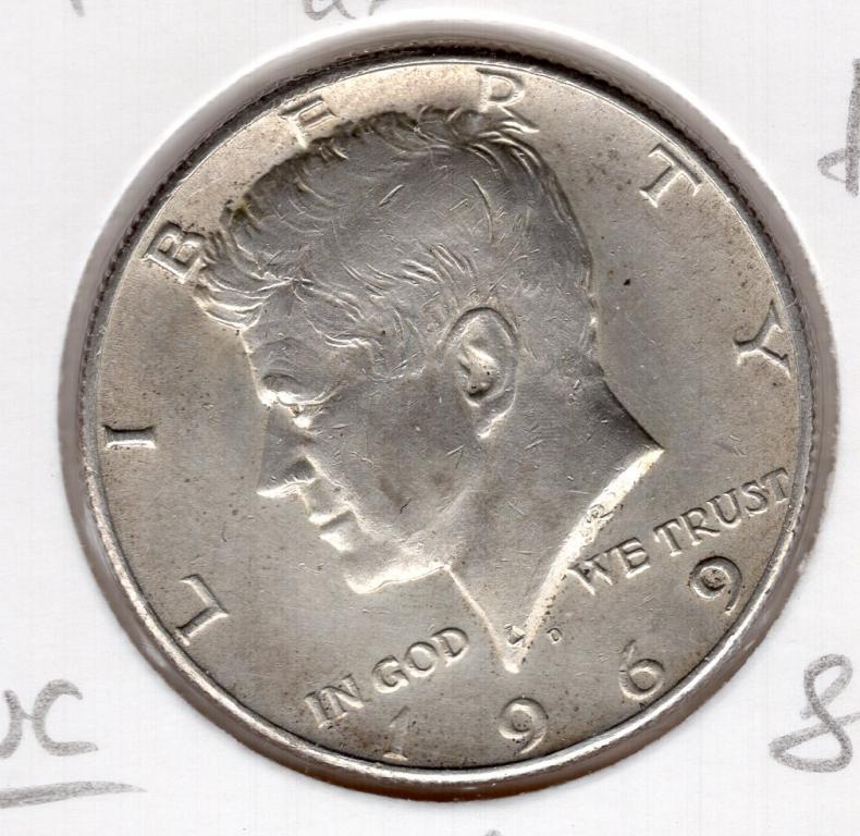 1/2 доллара (50 центов) - США - 1969 D - серебро 400 - KM#202a