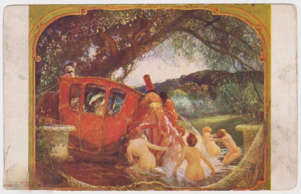 Открытка до 1917 г Брод, Гастон ла Туш, Голая девушка 