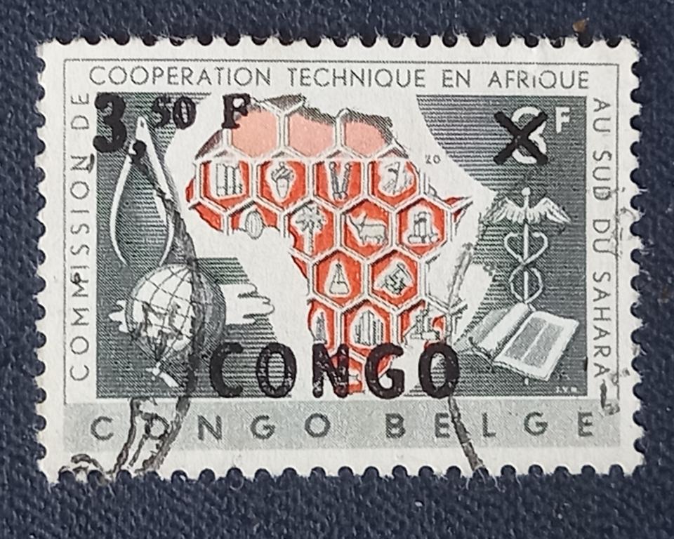 Конго - Киншаса Заир 1960 год Юбилей  CCTA (голландский текст) с надпечаткой КОНГО Гаш