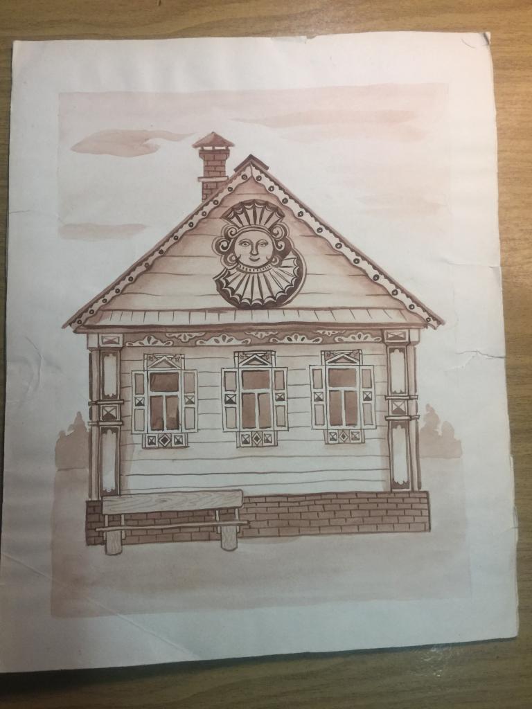 Эскиз. Рисунок старинного дома. Деревянное зодчество. Рисунок. Живопись. Старинный дом. Архитектура
