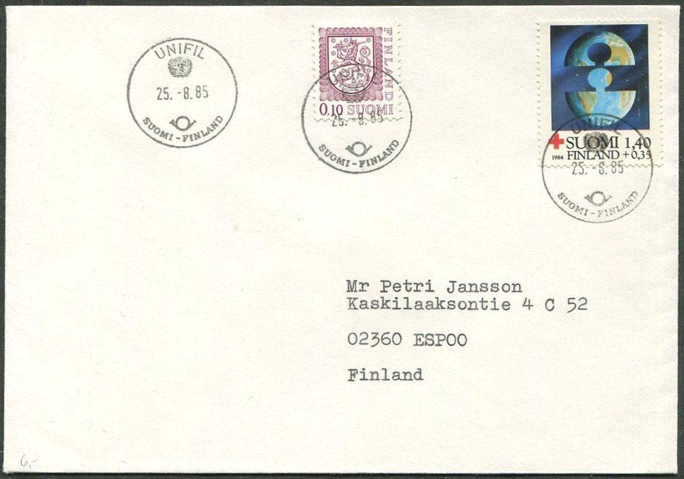 ООН миротворческие силы 1985 Ливан UNIFIL финский контингент полевая почта ⇒ Финляндия