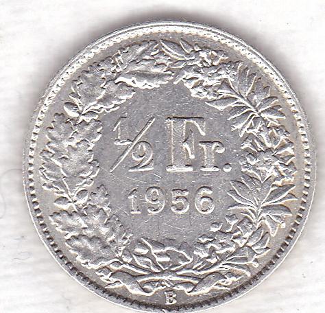 Швейцария 1/2 франка 1956