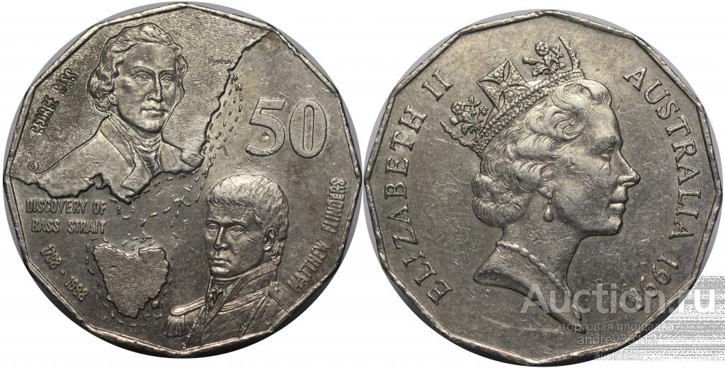 Австралия 50 центов 1998 Пролив Басса 200 лет (арт 9542)