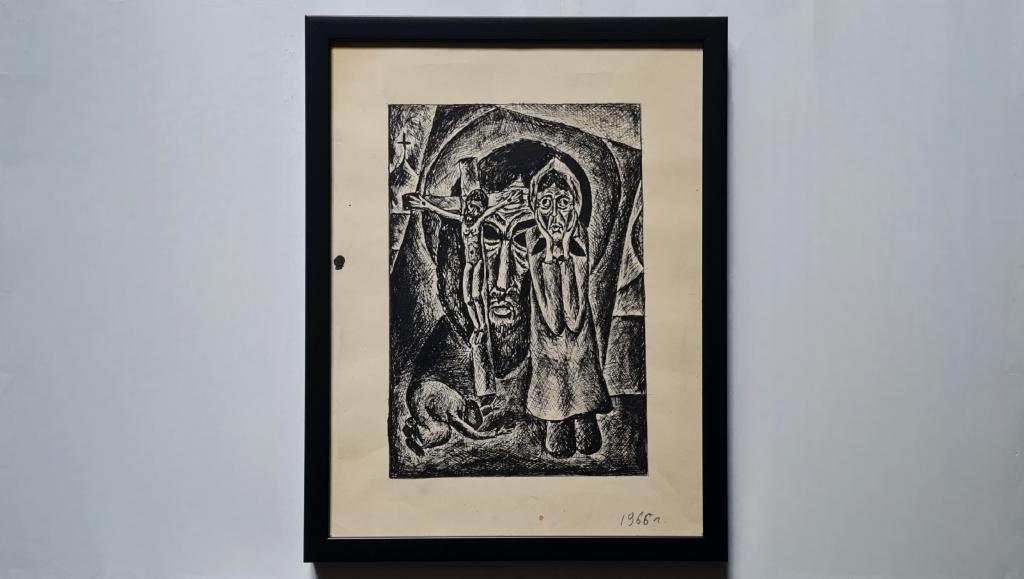 С.М. Одинцов (1950 - 2023) « Распятие » 1966 г.  30 х 40 см.