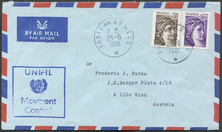 ООН миротворческие силы 1981 Ливан UNIFIL французский контингент Франция полевая почта ⇒ Австрия