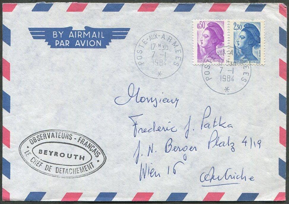 ООН миротворческие силы 1984 Ливан UNIFIL французский контингент Франция полевая почта ⇒ Австрия