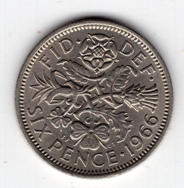6 пенсов - Великобритания - 1966 - KM#903