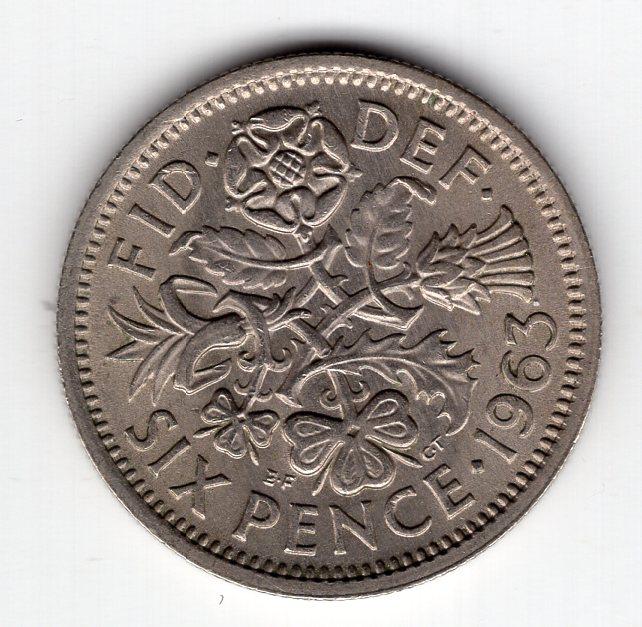 6 пенсов - Великобритания - 1963 - KM#903