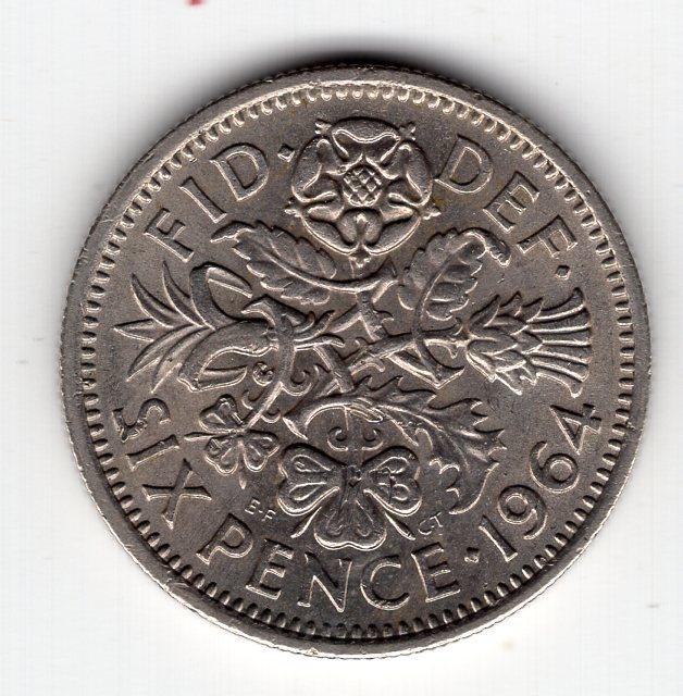 6 пенсов - Великобритания - 1964 - KM#903