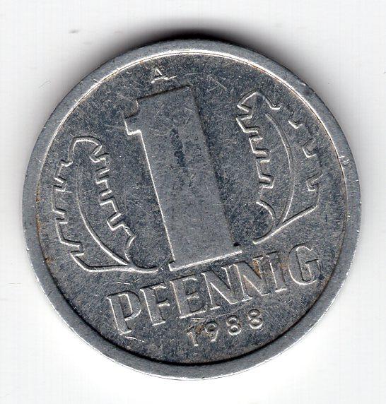 1 пфенинг - ГДР - 1988 А - KM#8