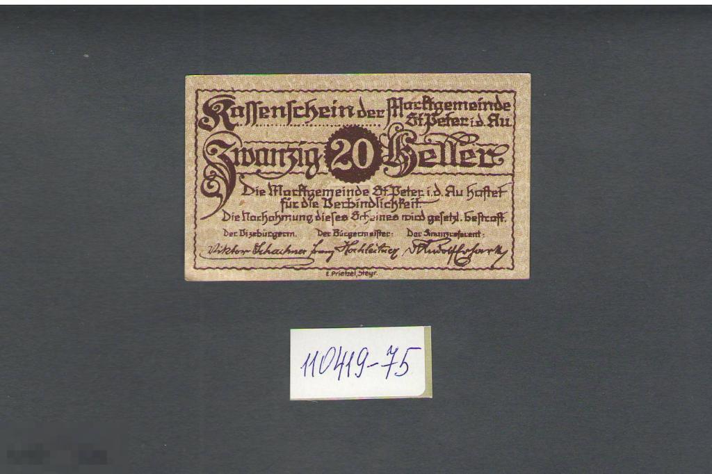 Австрия  нотгельд 20 геллеров (халеров)  1920 год        110419-75 