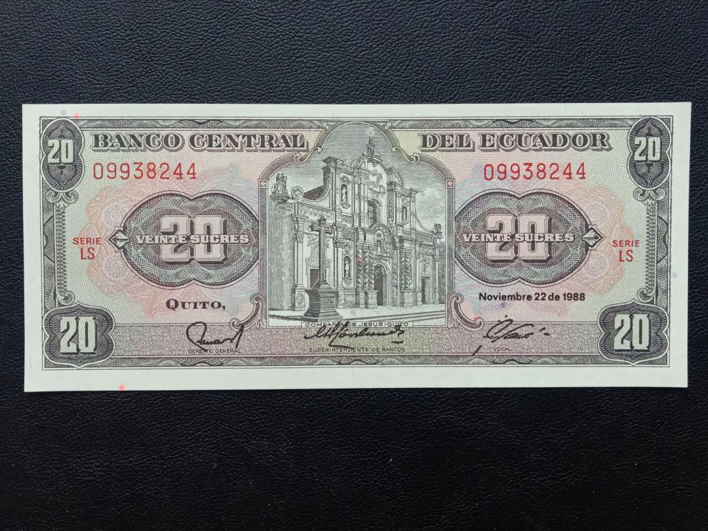 Эквадор 20 сукре 1988г.   UNC  Р.121Аа(3)