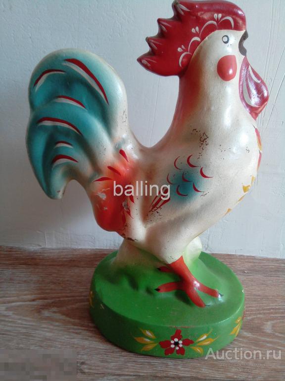 Игрушка  СССР.  ОГРОМНЫЙ ПЕТУХ 25 см  ПАПЬЕ МАШЕ !  Опилки . ФАБРИКА 