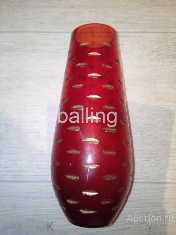 ваза  красное стекло (хрусталь?) СССР 