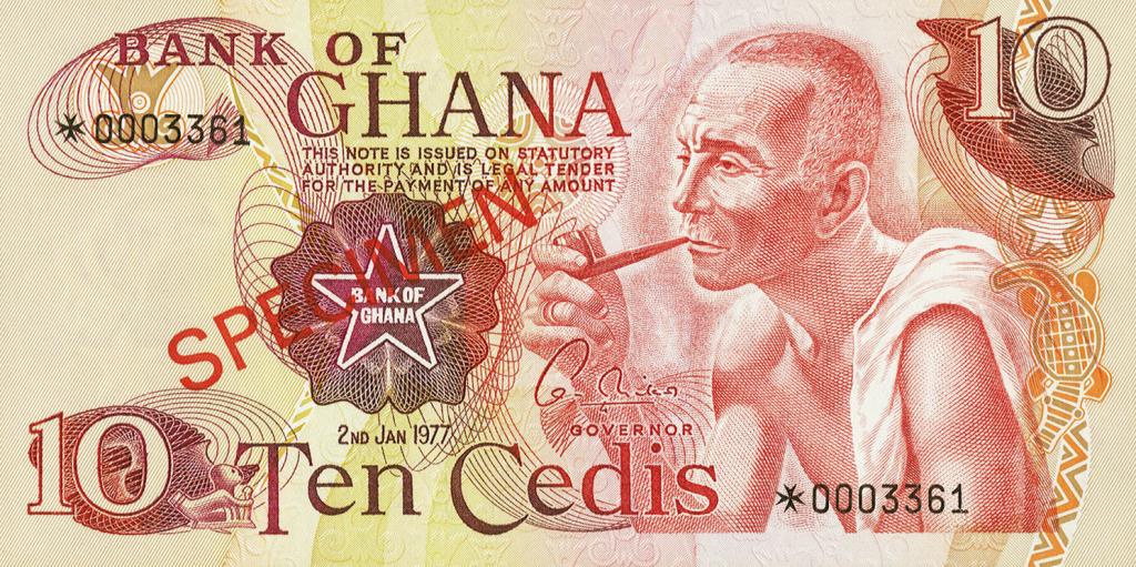 ГАНА, 1977, 10 CEDIS [SPECIMEN (ОБРАЗЕЦ)] [FRANKLIN MINT]