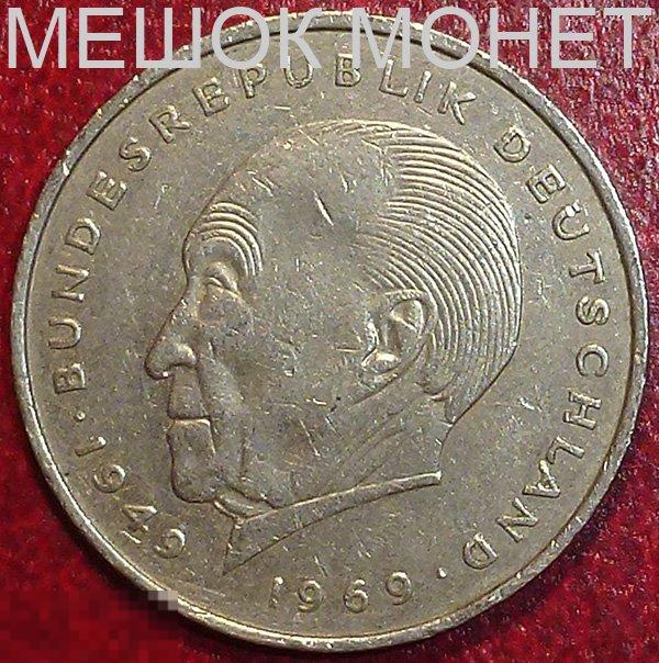 Германия. ФРГ 2 марки 1972 года. J. Конрад Аденауэр.
