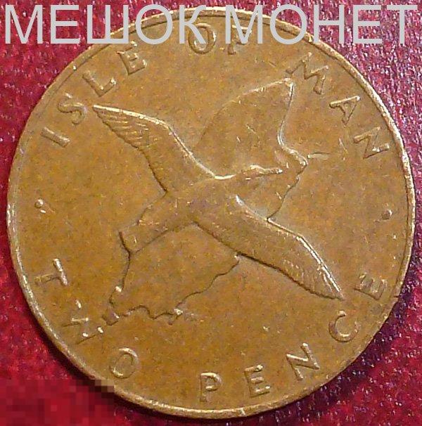 Мэн 2 пенса 1977 года.