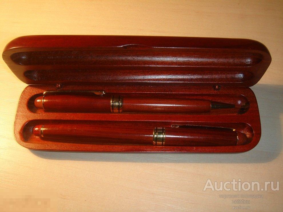 Винтажный, набор ручек в коробке из красного дерева, СССР?