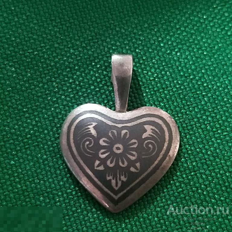 Серебряный медальон, кулон, 925 проба, Северная чернь