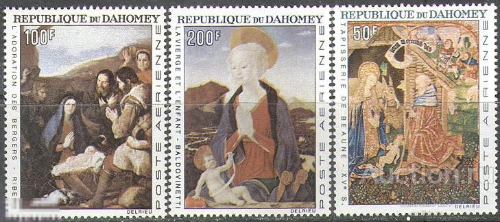 М2269 ✅ Искусство Живопись Картины Рождество Мадонна 1966 Дагомея 3м п/с ** 20МЕ