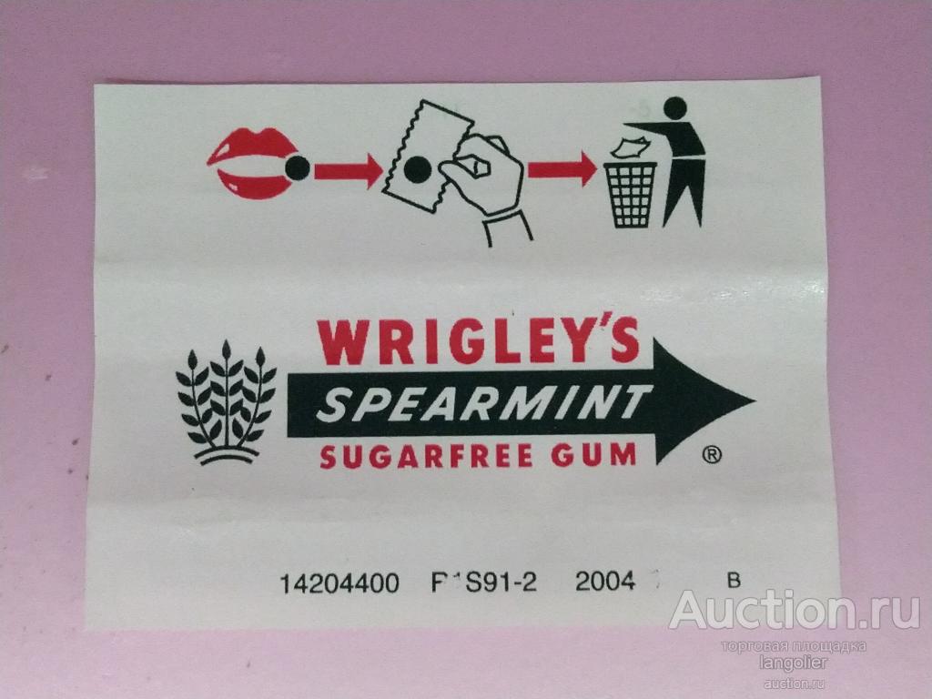 Обертка от жевательной резинки Wrigley`s Spearmint