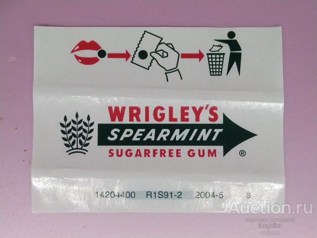 Обертка от жевательной резинки Wrigley`s Spearmint