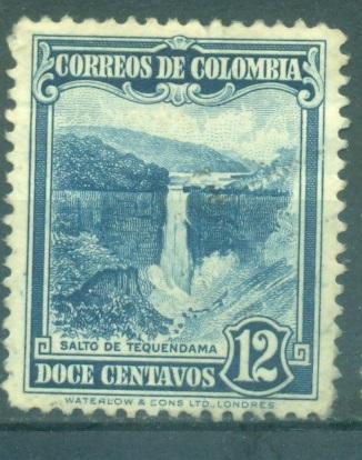 Колумбия 1937 г. Водопад Теквендамо  негашеная* ЧБК