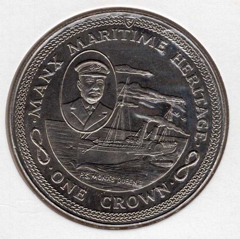 1 крона - Остров Мэн - 1982 - Корабль - Mona's Queen II - KM#99