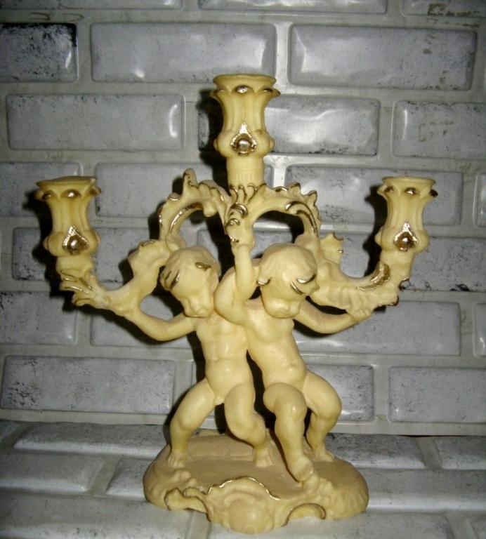 Подсвечник на 3 свечи дети мальчики путти СССР