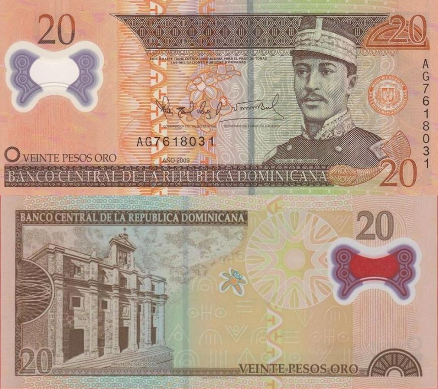 Доминиканская республика 20 песо 2009 полимер