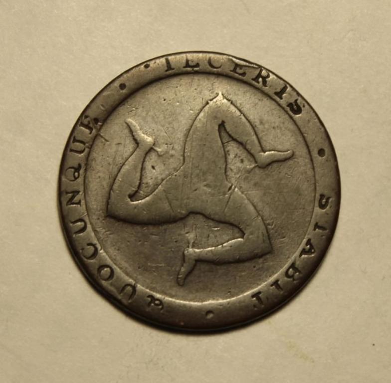 ОСТРОВ МЭН (БРИТАНСКИЙ) 1/2 ПЕННИ ТОКЕН 1831года. НЕ ЧАСТЫЙ. ОРИГИНАЛ.