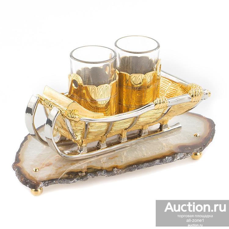 Набор подарочный икорница с 2-мя стопка САНИ AZY-9798