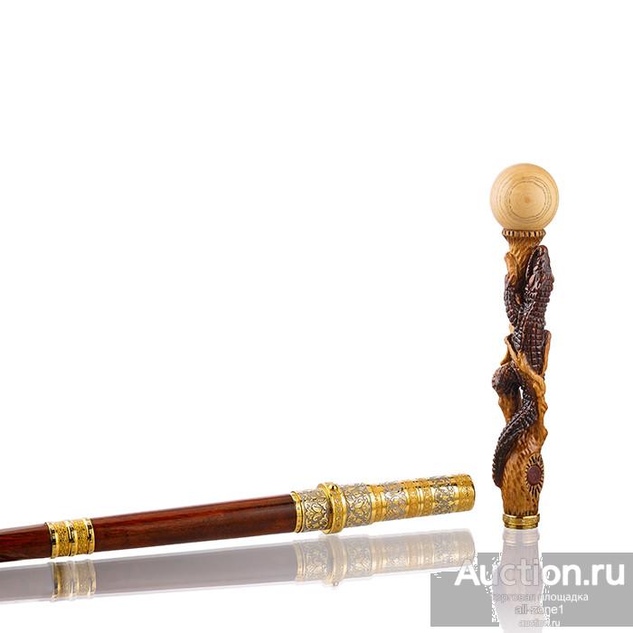 Эксклюзивная трость КРОКОДИЛ ПОЖИРАЮЩИЙ СОЛНЦЕ (светлая) AZS011ТП74