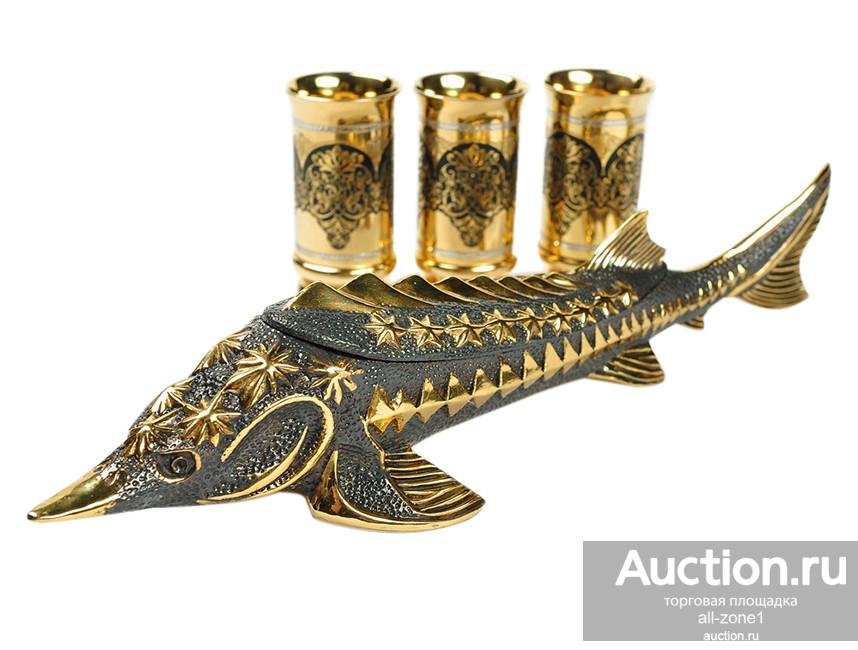 Икорница подарочная, золочёная ОСЕТР AZ-05746