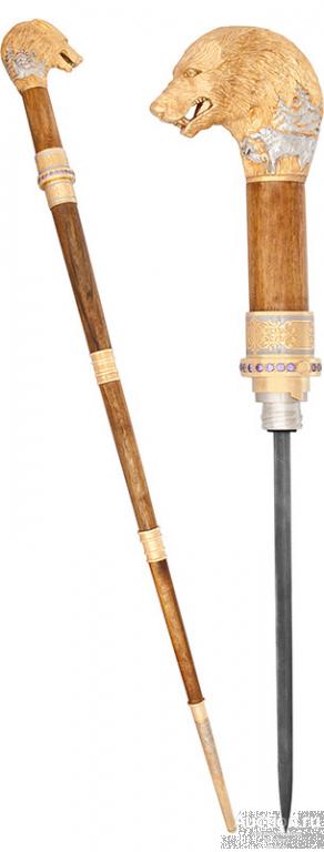 Трость подарочная ВОЛК с секретом AZS011ТП12D Златоуст