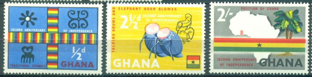 Гана 1959 г. 2-я годовщина независимости негашеная* (клей, незаметный след наклейки)