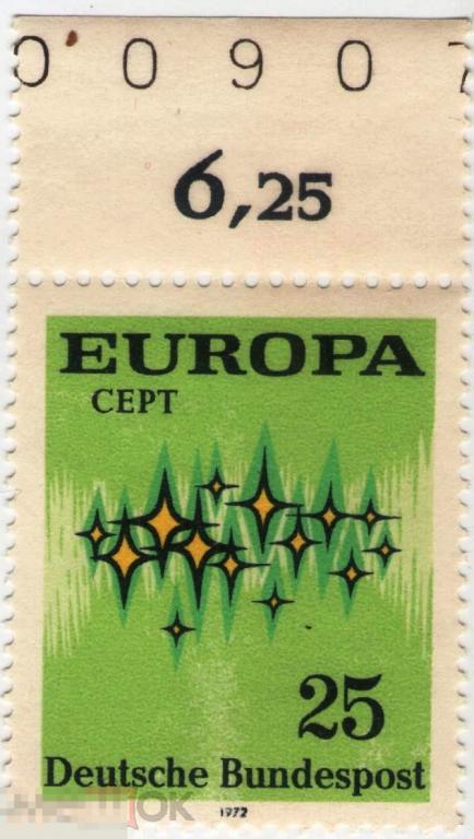 ФРГ (Зап. Германия) 1972 Европа СЕРТ СЕПТ Почтовый союз + поле с ценой 