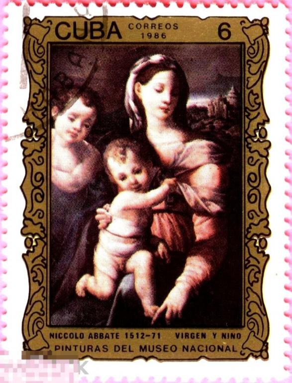 Распродажа!!! Куба - 1986 Культура - Живопись - Национальный музей - Н. Аббат. Мадонна с младенцем 