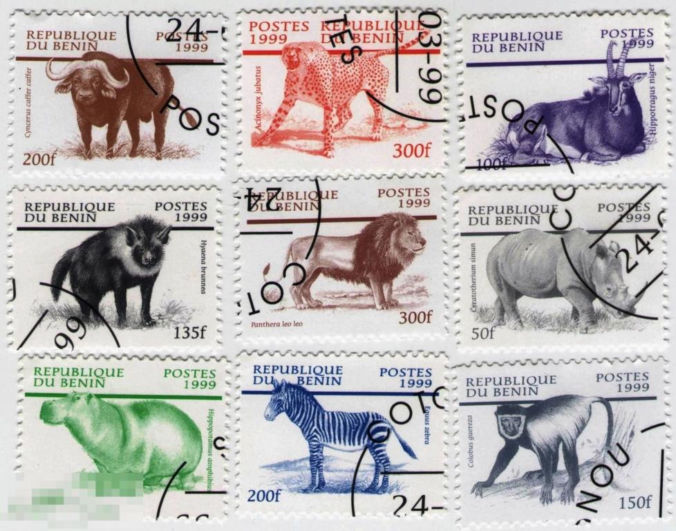 Бенин 1999 ФАУНА  ДИКИЕ ЖИВОТНЫЕ 9 марок из серии 