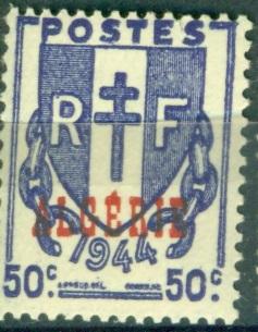 Французский Алжир 1944 г. стандарт Герб  негашеная**
