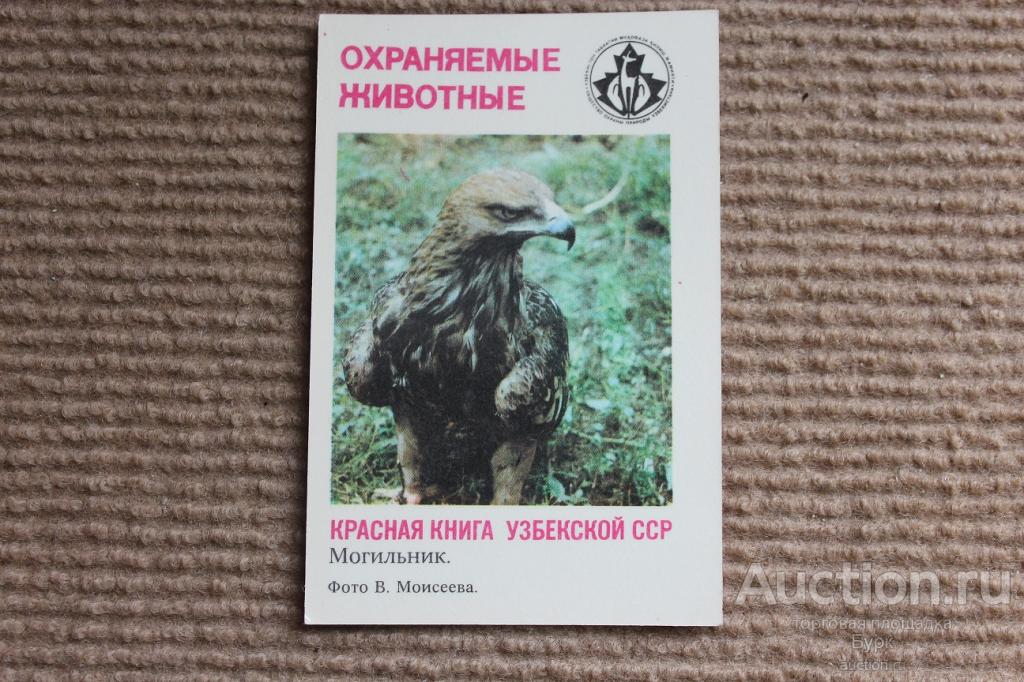 карманный календарик 1987 Красня книга Узбекской ССР Могильник