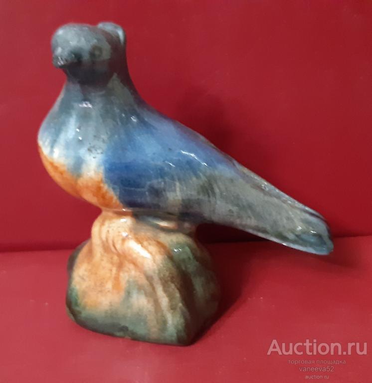 Статуэтка "Птичка на ветке". Обливная керамика. Константиновский керамический завод. 1950-е. Люкс