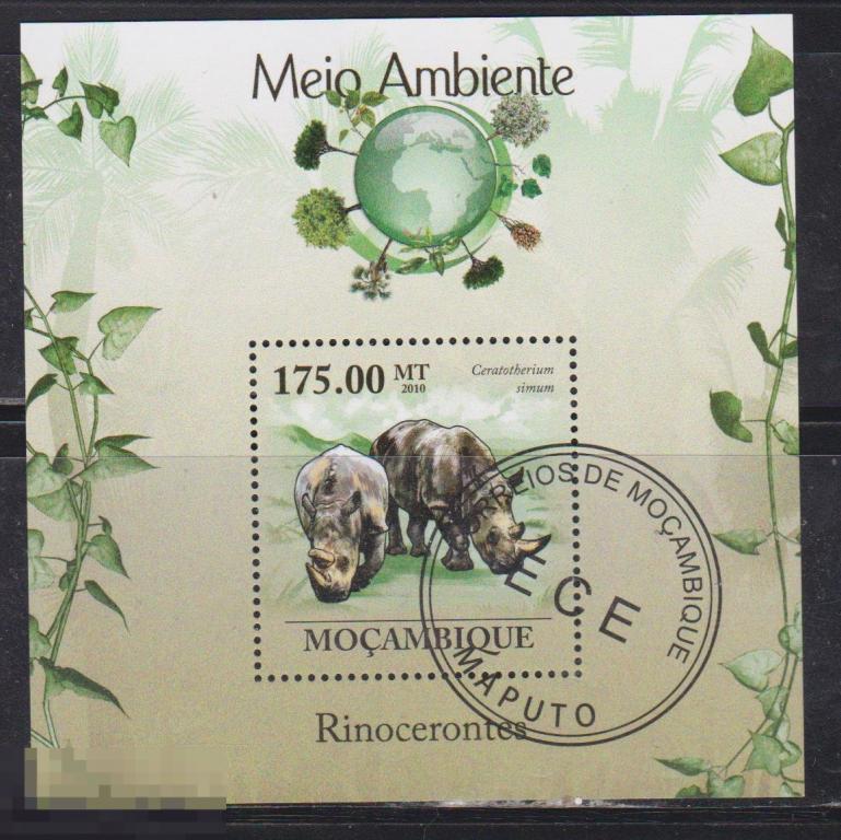 (1) Мозамбик 2010 Носороги 
