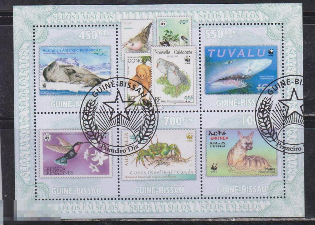 (1) Гвинея-Биссау 2010 Тюлени птицы краб акулы 