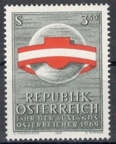 Австрия, 1969, № 1306, € 0,7, MNH, полн., Год австрийцев за границей