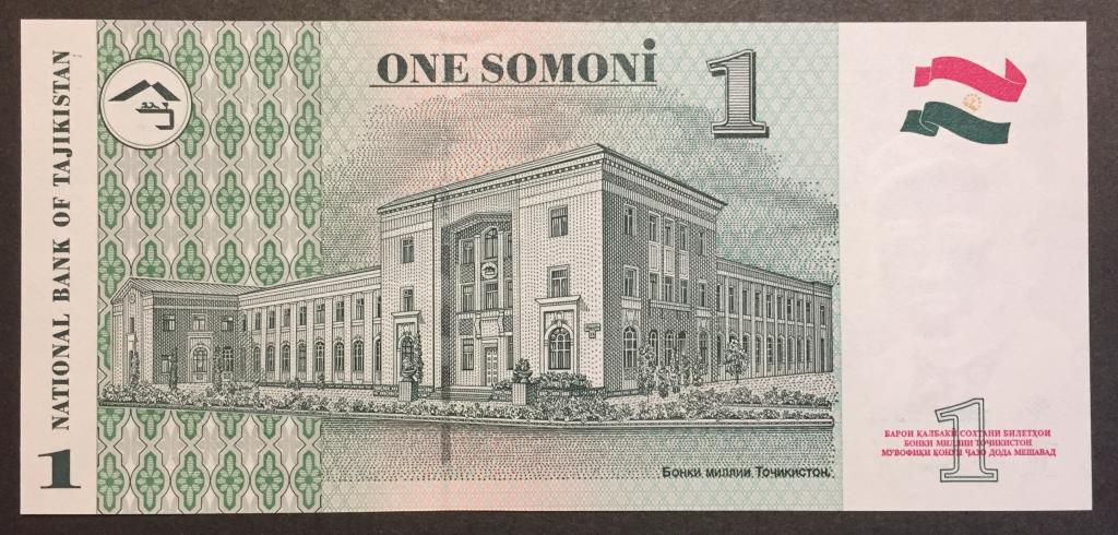 1 сом 1999 год  AW 6822222 Таджикистан пресс красивый номер