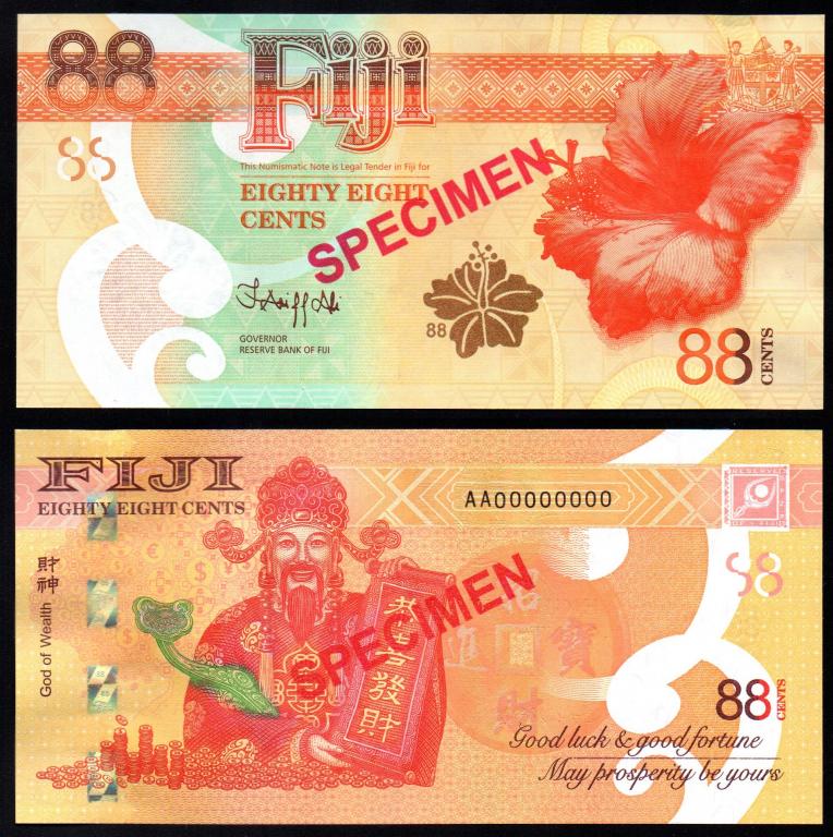 Фиджи  - 88 цента 2022 г., P 123s, UNC /  ОБРАЗЕЦ