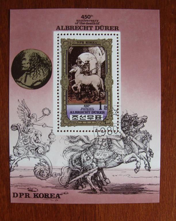 Альбрехт Дюрер  Живопись.Блок 1980 г. Северная Корея КНДР гаш.